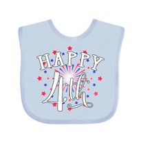 Inktastic Happy 4th- Fourth of July Firework Boys or Girls Baby Bib