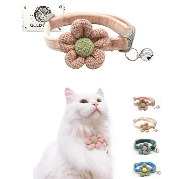 Breakaway Cat Collar with Flowers,Cute Cat Collar with Bells,Cat Collars for Girl Cats/Boy Cats,Freely Adjustable Size of the Kitten Collar