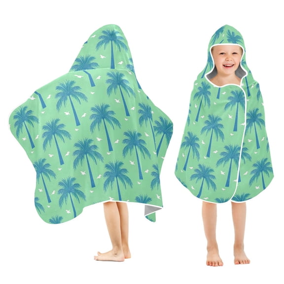 joogoo Green Palm Trees Kids Hooded Beach Towel Baby Bath Towel 23.5"x50"