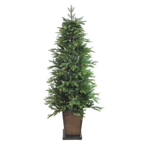 6' PreLit Potted Oregon Noble Fir Slim Artificial Christmas Tree Warm White LED Lights 6' PreLit Potted Oregon Noble Fir Slim Artificial Christmas Tree Warm White LED Lights