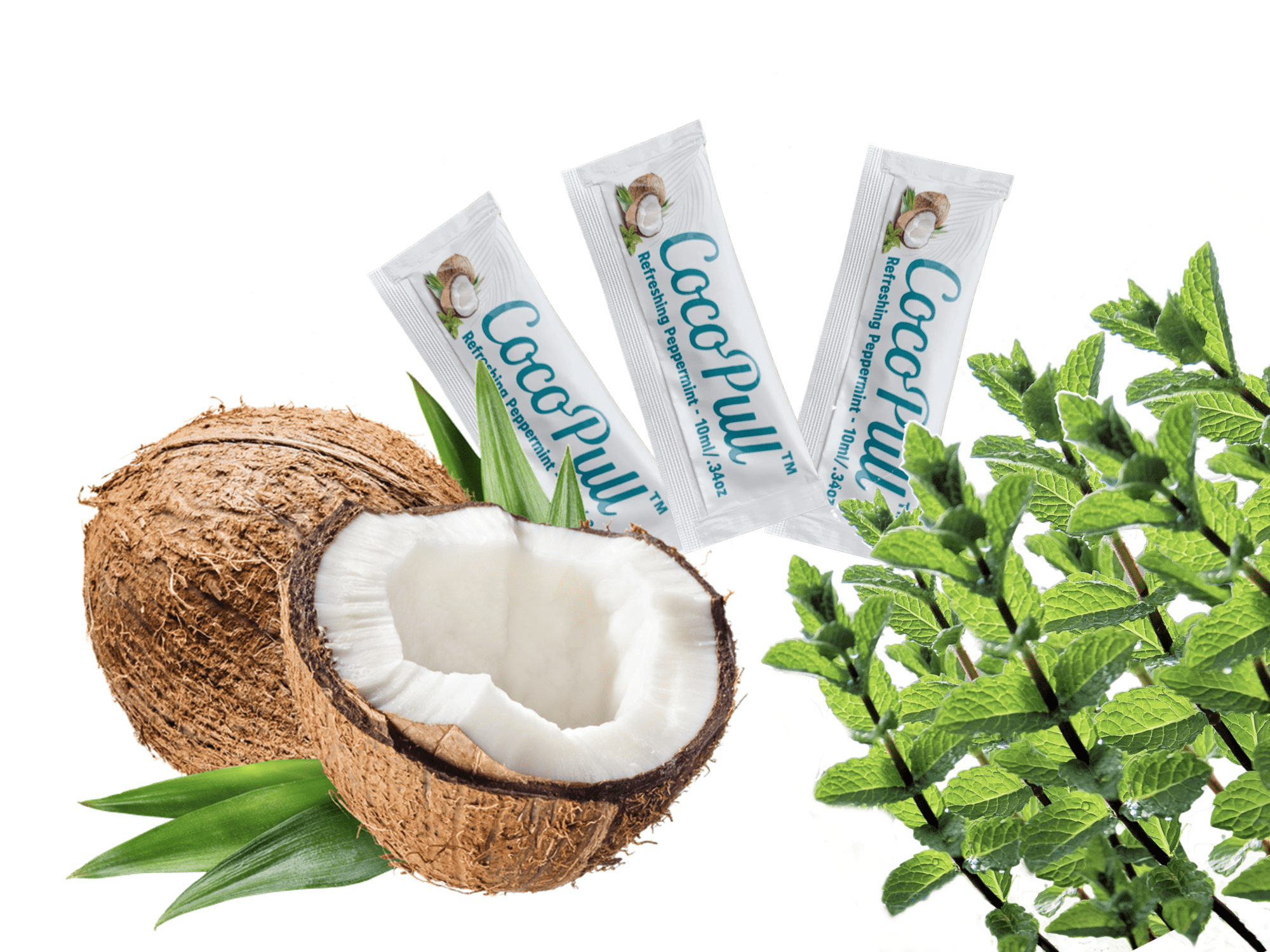 CocoPull Organic Oil Pulling is Coconut Oil and Peppermint Oil for Healthy Teeth & Gums, Bad Breath Remedy. Natural Teeth Whitening - 14 Packets per Box