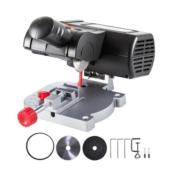 Mini Miter Cut-off Chop Saw 0-45° Home DIY Benchtop Table Cutting Machine Steel And Resin Blades For Wood Plastic Metal ,Wear Resistant