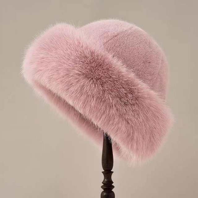 Gorro de piel para mujer, gorro mongol sin ala, felpa esponjosa, esquí, equitación, cálido, otoño e invierno, 2024