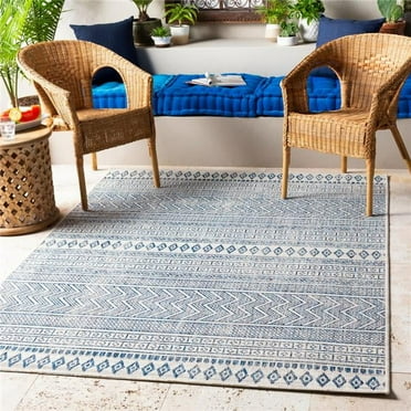Surya Eagean EAG-2344 79 x 108" Rectangle Fabric Rug in Light Blue/Navy/White