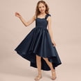 thumbnail image 5 of CPNG Girls' Satin Asymmetrical High-Low Dress – Sleeveless Sweetheart Neckline with 3D Rose Accents, Flowy Party Gown for Flower Girl, Wedding Guest & Birthday Celebrations, 5 of 7
