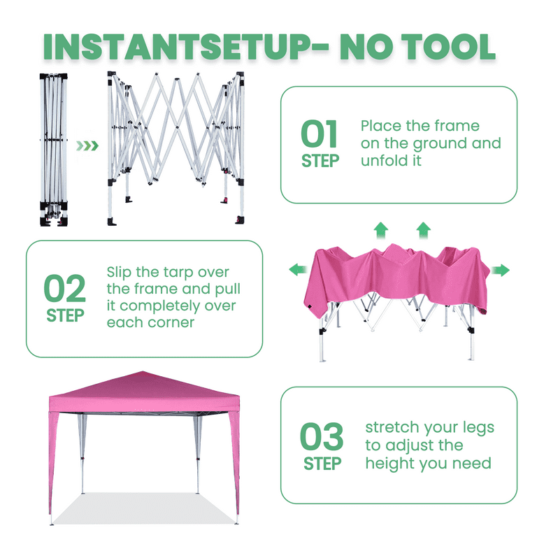 GVDV 10x10 Pop Up Canopy Tent, Outdoor Ez Up Gazebo One