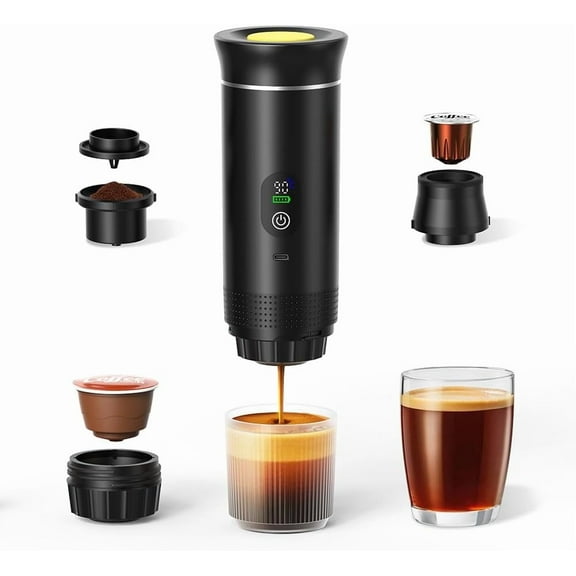 3-in-1 Portable Coffee Maker for Travel,Self-Heating Espresso Machine with USB-C,LED Display,20 Bar,Compatible with Coffee Grounds&Capsules (Ns&DG)–Portable Espresso Maker for Car,RV,Camping,off