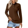 thumbnail image 2 of Brown Women's Long Sleeve T-shirt, Women'S Short Sleeved Slim Fit Casual Fashion Top,Women's Long sleeve T-shirt XXL, 2 of 5