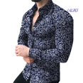 thumbnail image 1 of laliks moda hombres estampado floral slim fit manga larga botón turn down cuello camisa toppangjing, 1 of 4