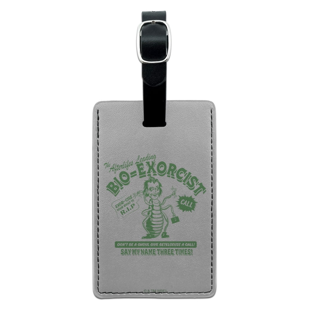 Beetlejuice Bio Exorcist Rectangle Leather Luggage Card Suitcase Carry-On ID Tag