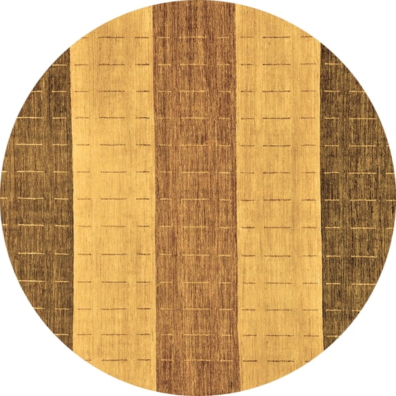 Ahgly Company Indoor Round Abstract Brown Modern Area Rugs, 8' Round