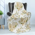 thumbnail image 4 of Flowers Soft Flannel Fleece Throw Blanket, Gardening Theme Floral Design Vector Illustration of Roses Botany Inspired, Cozy Plush for Indoor and Outdoor Use, 60" x 80", White and Beige, by Ambesonne, 4 of 5