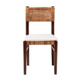 thumbnail image 3 of bali & pari Dameka Bohemian Light Honey Rattan and Dark Brown Wood Dining Chair, 3 of 10