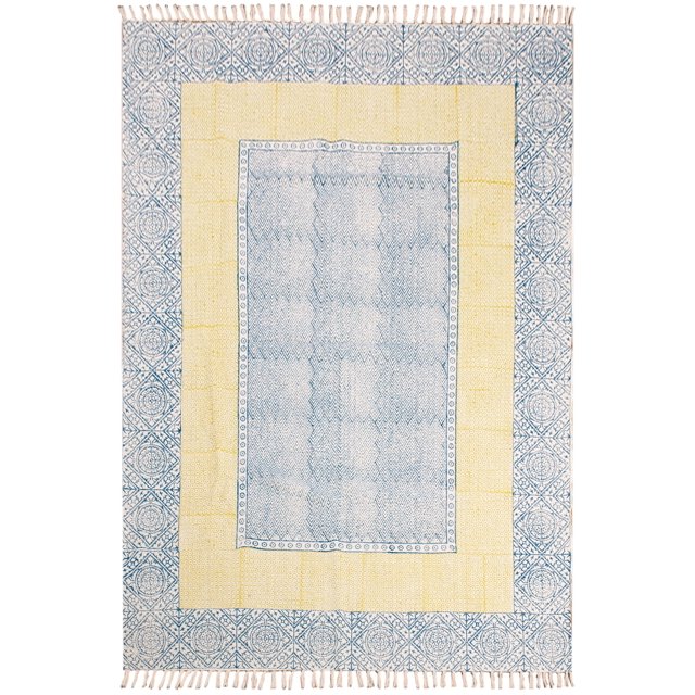 Casavani Hand Made Durrie Home Dcor Area Rug, Blue 3x3 feet