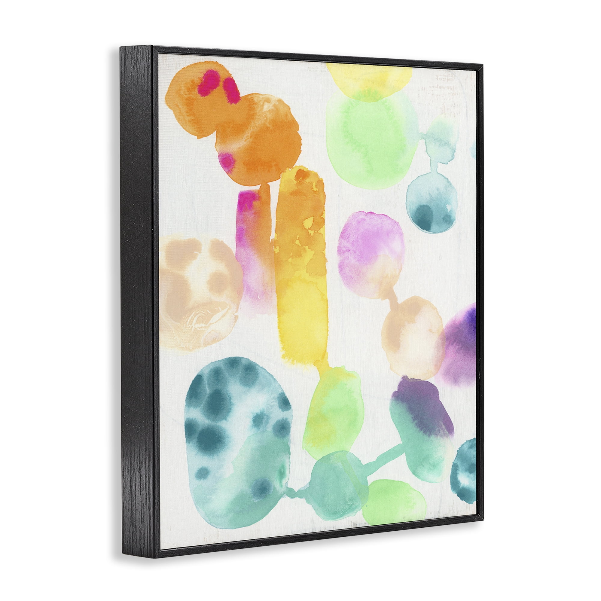 Stupell Industries Rainbow Watercolor Pattern Abstract Painting Black Framed Art Print Wall Art, 16 x 20