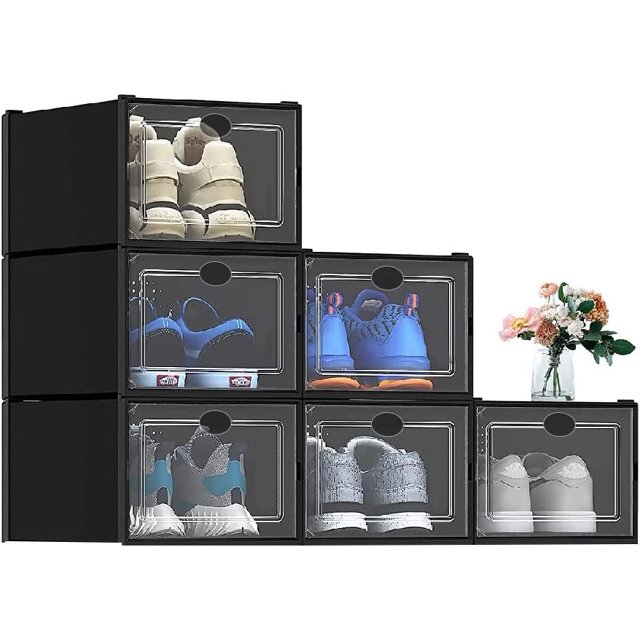 Cajas de Zapatos, 6 Pcs Apilables Caja de Almacenamiento Contenedores Organizadores de Zapatos con Tapas para Mujeres / Hombres, Organizador para Zapatos, para Zapatos y Juguetes