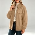 thumbnail image 6 of WIZUTIZ Women's Fashion Casual Solid Color Zip Up Stand Collar Long Sleeve Hoodie Cardigan Jacket With Pockets, 6 of 8