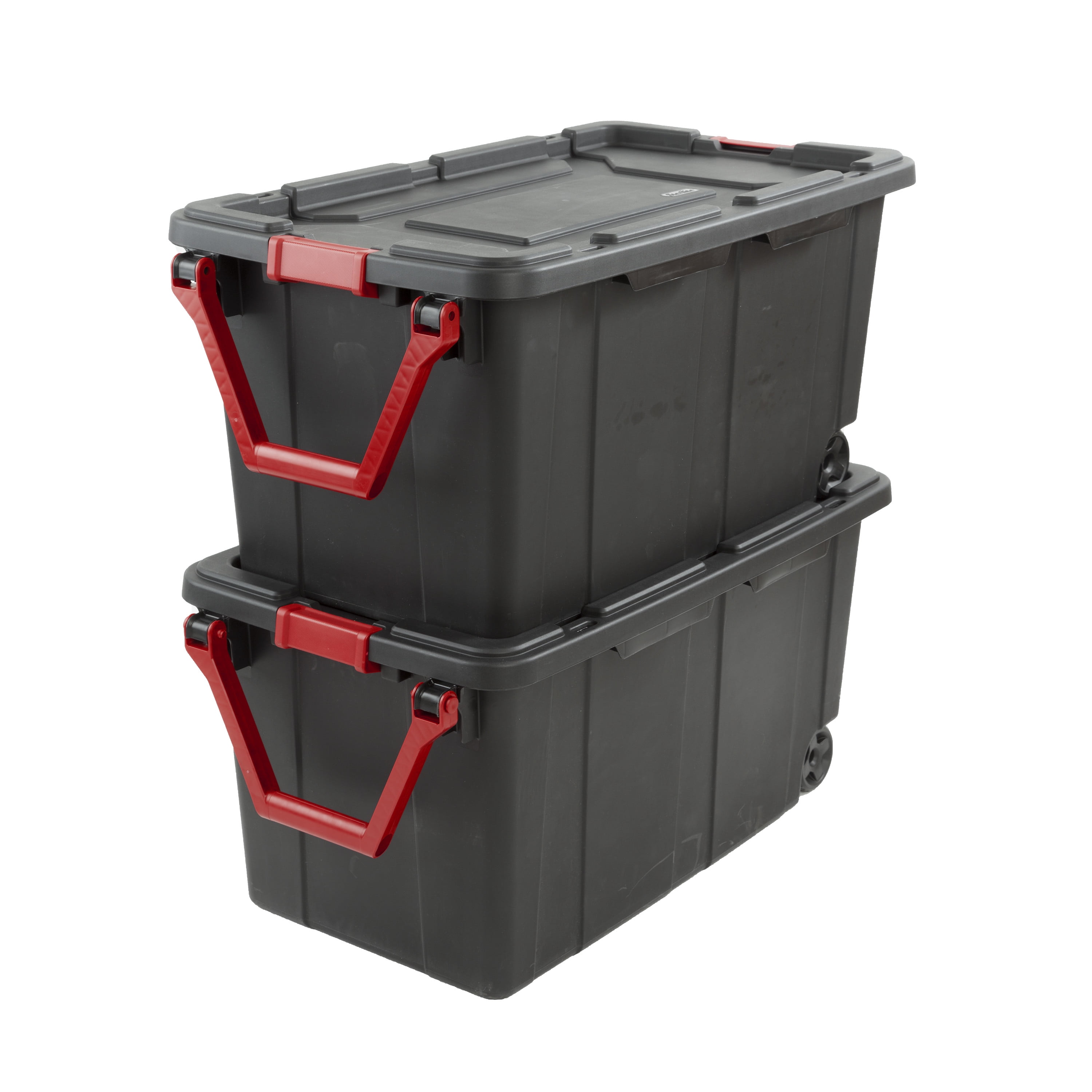 2PCS 40 Gallon Industrial Tote Plastic Storage Bins Wheeled Large Storage  Box Set Storage Organizer