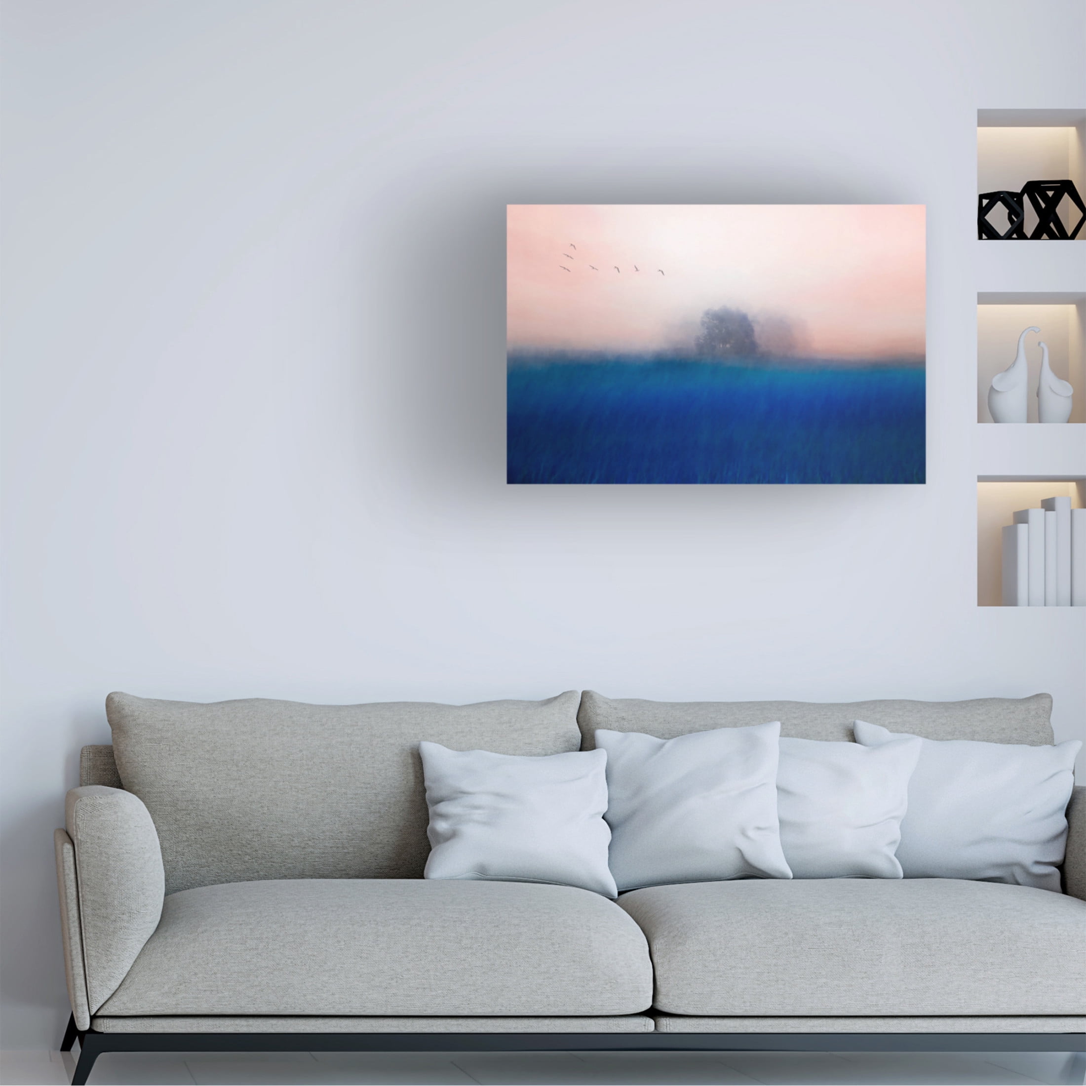 Canvas Wall Art - Chung Gook 'The Tree On The Blue' Wall Art for Living Room, Bedroom, or Office D?cor by Trademark Fine Art - 32 x 22 Inches