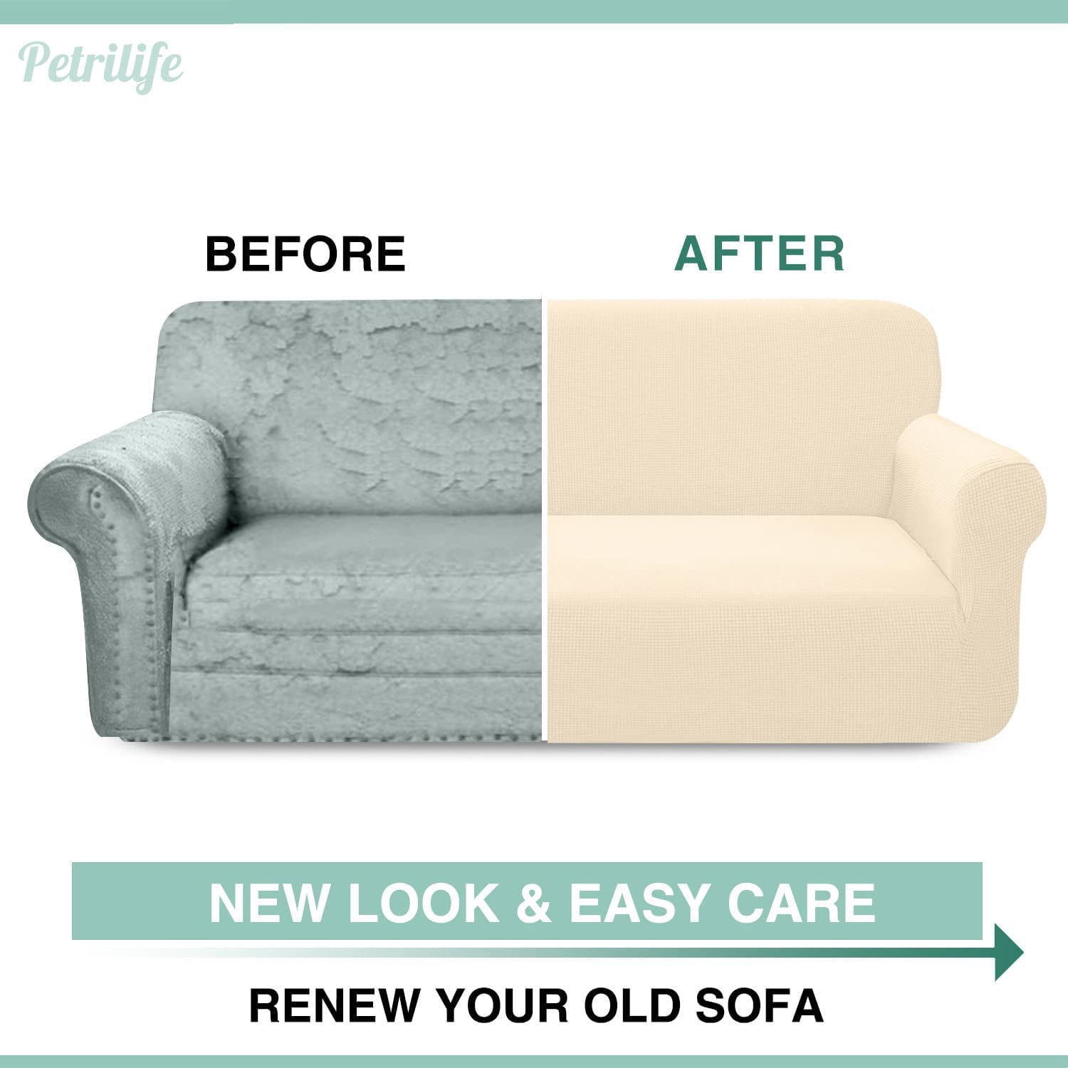 Yumcute Waterproof Sofa Cover Stylish Stretch  Sofa Cover High Stretch Couch Slipcover Super Soft Fabric Couch Covers M Beige