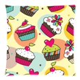 thumbnail image 1 of BOSDECO Seamless Pattern with Ice Cream Cakes Zippered Throw Pillow Cover Cushion Case 18x18 inches Two Sides Printing, 1 of 1