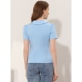 thumbnail image 4 of INSPIRE CHIC Blusa De Manga Farol Con Cuello Peter Pan De Carrera Con Botones para Mujer Azul Claro XL INSPIRE CHIC Camisa, 4 of 5