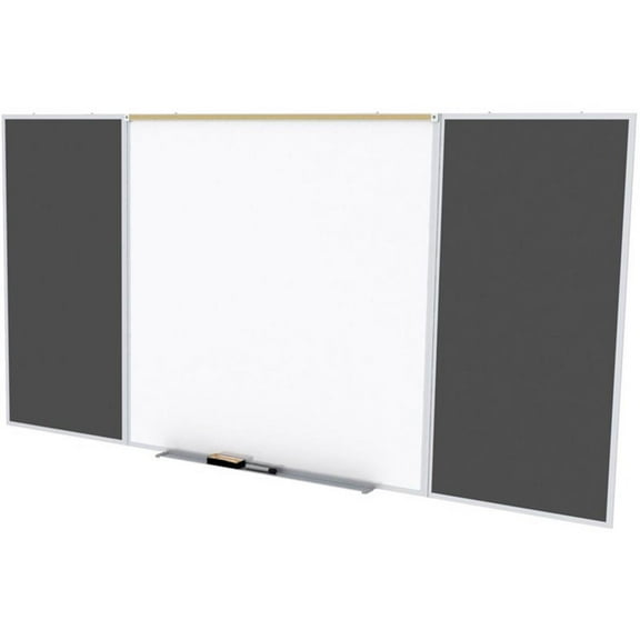 Ghent's Ceramic 4' x 8' Rubber Bulletin & Mag. Whiteboard Set in Black