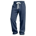thumbnail image 6 of Fgvctg Men's Casual Retro Waffle Pants Elastic Waist Wide Leg Lounge Pant Baggy Fashion Joggers Trouser Drawstring Loose Sweatpants with Pockets Navy 2XL, 6 of 6
