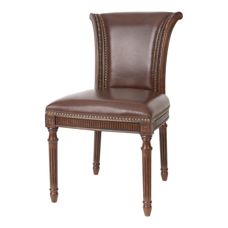 New Ridge Home Goods Chapman 20" Faux Leather Dining Chair in Walnut