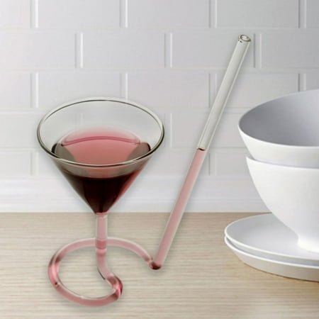 

2pcs Cocktail Glass Cup with Long Straw Spiral Glass Reusable Rotating Glass