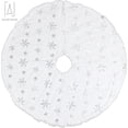 thumbnail image 6 of Gustave 35inch Snowflake Christmas Tree Skirt Snowy White Faux Fur Xmas Tree Skirt for Christmas Decorations Indoor Outdoor New Year Party Supply "Silver", 6 of 8