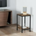thumbnail image 5 of Wood End Tables Small Side Table with Storage Night Stand Metal Frames 2 Tier Bedside Table with Adjustable Feet, 1PCS, Walnut, 5 of 12