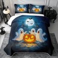 thumbnail image 2 of Erosebridal Halloween Ghost Castle Twin Quilt Set 2 Pieces,Spooky Animal Twin Coverlet Set,Dark Blue,1 Bedspread and 1 Pillowcase, 2 of 7