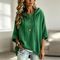 thumbnail image 6 of Textilo Women Pullover Sweaters 3/4 Batwing Sleeve Drawstring Hoodies Hooded Solid Color Pullover Tops 2026 Fall Winter Fashion Lightweight Y2k Clothing,Green XL, 6 of 6