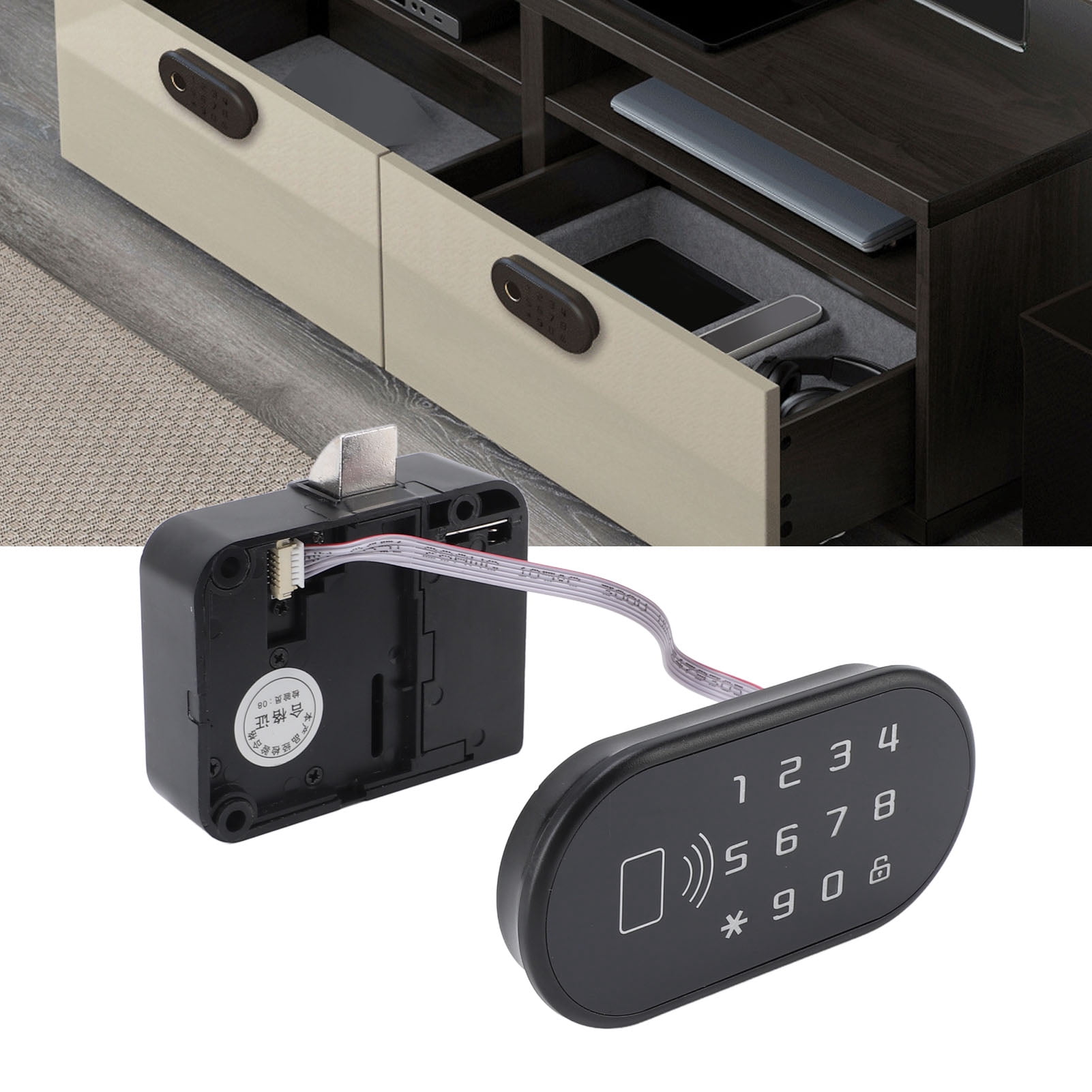 Suodoka Electronic Cabinet Lock, Smart Keyless Combination Password Drawer Lock for Wooden Cabinet, Wardrobe, Anti-Theft Security (4.1 in / 10.5 cm)