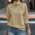 thumbnail image 4 of Hfyihgf Womens Zipper Sweatshirt Turtleneck Long Sleeve Pullover Solid Color Fall Casual Loose Sweatshirts Top T Shirts Khaki S, 4 of 8