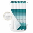 thumbnail image 2 of Teal Turquoise No Hook Shower Curtain Waterproof,Bathroom Curtains with Snap in Liners and See Through Top Window,Farmhouse Abstract Gradient Wooden Plank Hotel Bathtub Curtains Shower 36"Wx72"L, 2 of 8