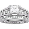 2.75 Carat T.G.W. Cubic Zirconia Silver tone 2 piece Wedding Ring Set