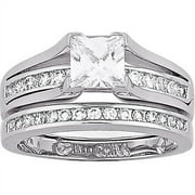 2.75 Carat T.G.W. Cubic Zirconia Silver tone 2 piece Wedding Ring Set