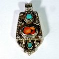 thumbnail image 3 of Natural Ruby,Emerald,Sapphire With Turquoise And Coral Pendant Jewellery Gift Pendant for Beloved, 3 of 5