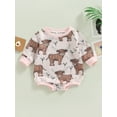 thumbnail image 2 of Bagilaanoe Newborn Baby Girl Boy Rompers Cartoon Print Long Sleeve Bodysuits 3M 6M 12M 18M Infant Casual One Piece Short Jumpsuit, 2 of 9