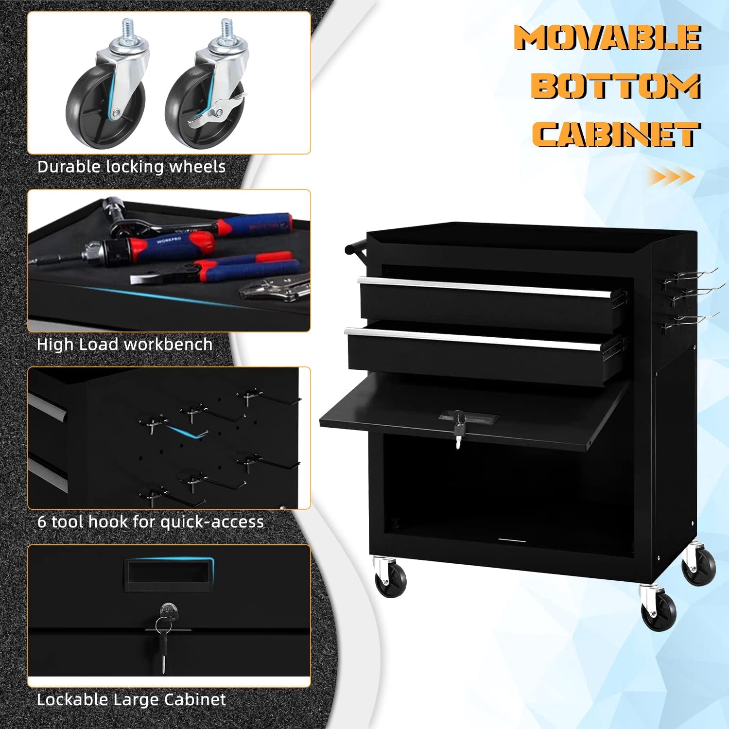 Miniyam 8-Drawer Detachable Storage Tool Boxe & Organizer with Large Cabinet