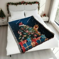 Christmas Tapestry Throw Blanket, Multipurpose Holiday Decor for Sofa Couch Bed, Reversible Gift Carpet for Home Office Nap(G)