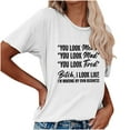 thumbnail image 2 of Odeerbi Summer 2025 Casual Elegant Tops for Women Round Neck Short Sleeve Blouse Solid Color Print T-shirt White, 2 of 4