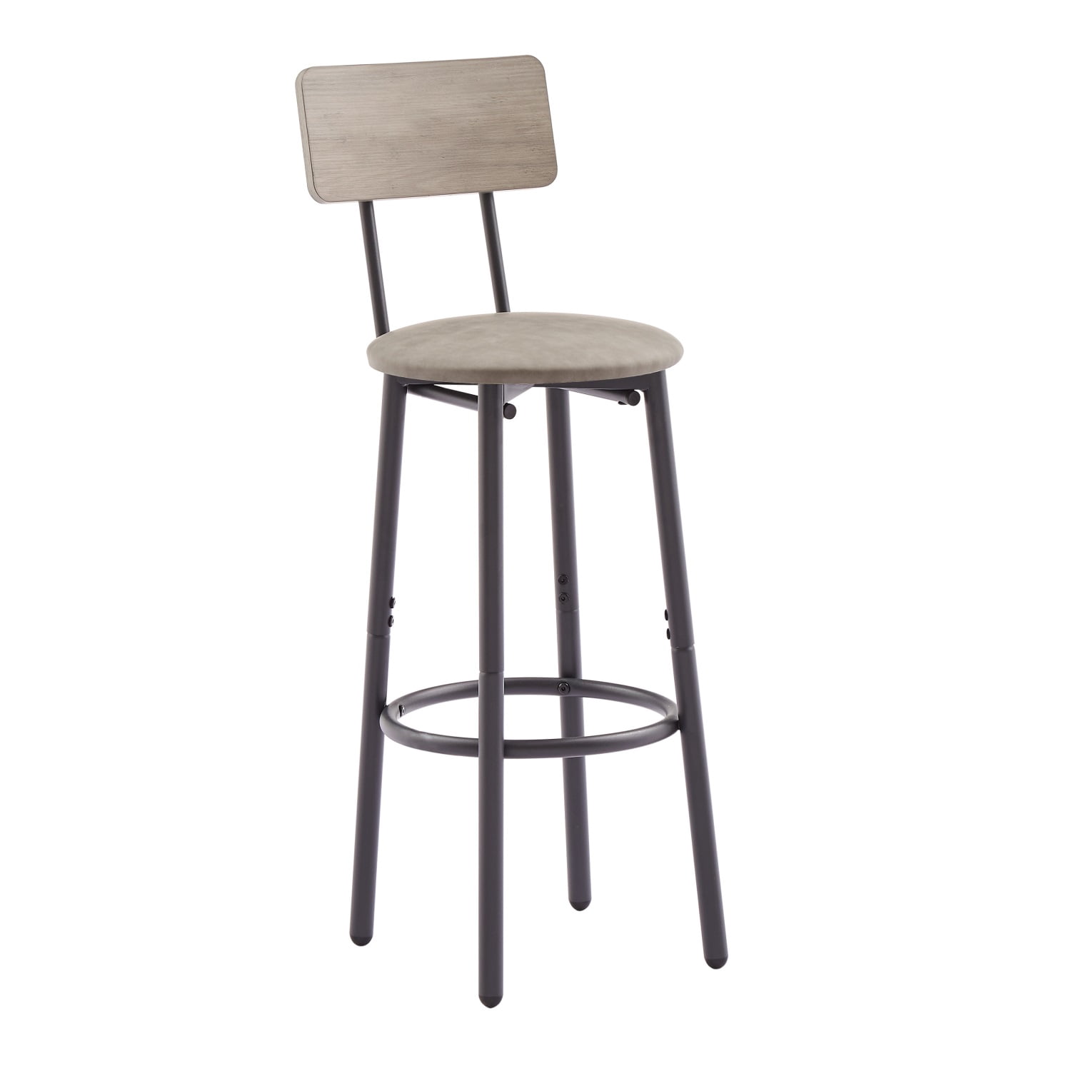 Hommoo 3 Piece Dining Pub Set Counter Height with backrest Barstools, Modern Round Dining Table Set for 2, Small Bar Table Set,Gray