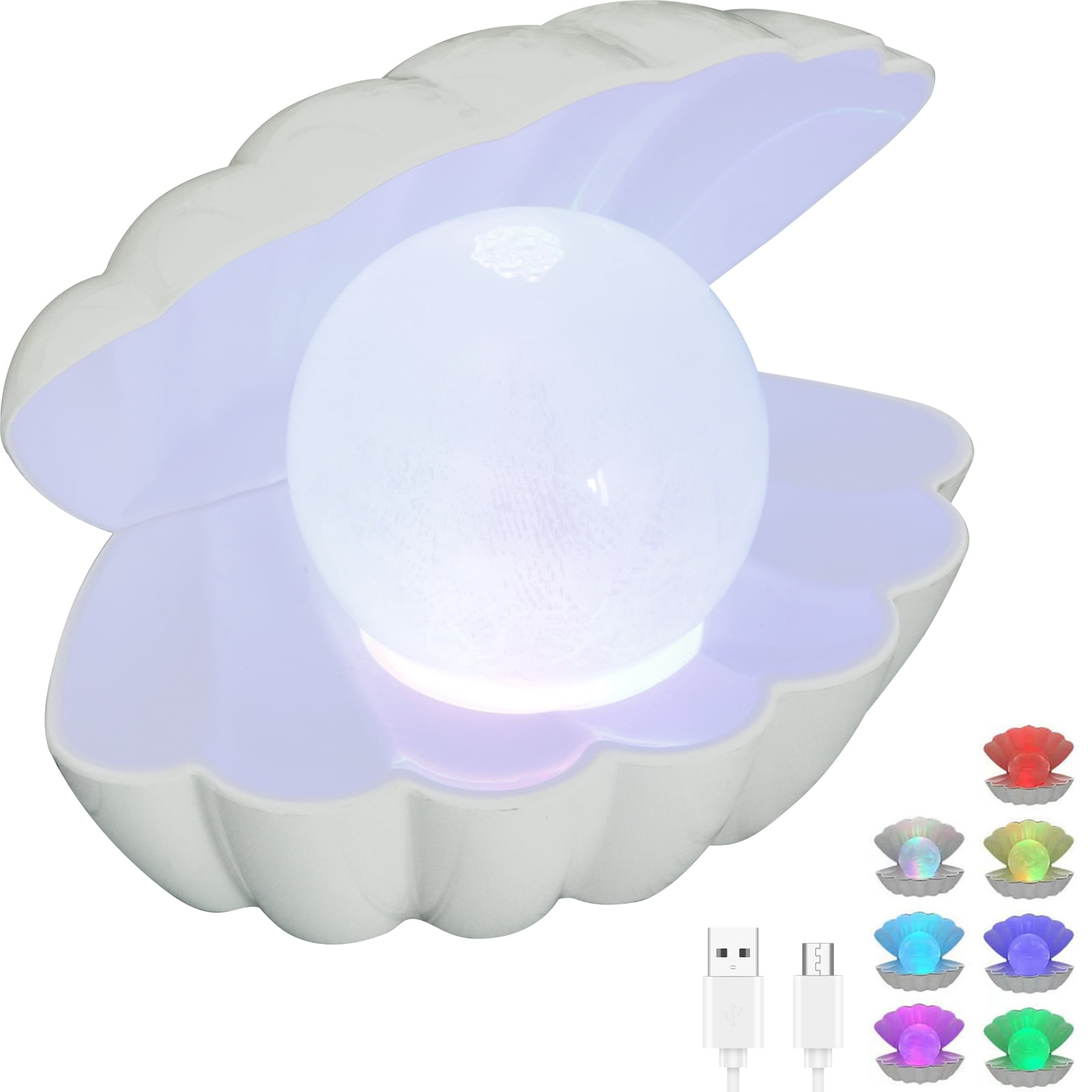 Shell Pearl Lamps LED Colour Changing Glitter Mood Lamp USB