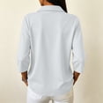 thumbnail image 4 of Women's 3/4 Sleeve Golf Polo Shirts Button Front Lapel Collar Casual Business Work Tops Light Gray M, 4 of 9