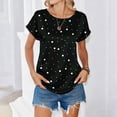 thumbnail image 3 of BOMYJESK Shirts for Women Round Neck Short Sleeve Stain Silk Going Out Tops Dressy Casual Trendy polka dot Blouses 2026 Summer Loose Basic Tees Top Black M, 3 of 6