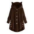 thumbnail image 3 of Juebong Winter Coats for Women Plus Size Sherpa Jacket Cute Cat Ear Hooded Fleece Lounge Coat 2025 Warm Cozy Button Fluffy Fuzzy Outerwear Brown,M, 3 of 5