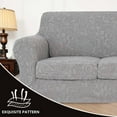 thumbnail image 4 of TOPCHANCES Stretch Sofa Cover with Cushion Cover, Jacquard Fabric Armchair Loveseat Sofa Slipcover, Non-slip Couch Protector, Friendly to Pets (Light Gray, For 3-Seater Sofa), 4 of 8